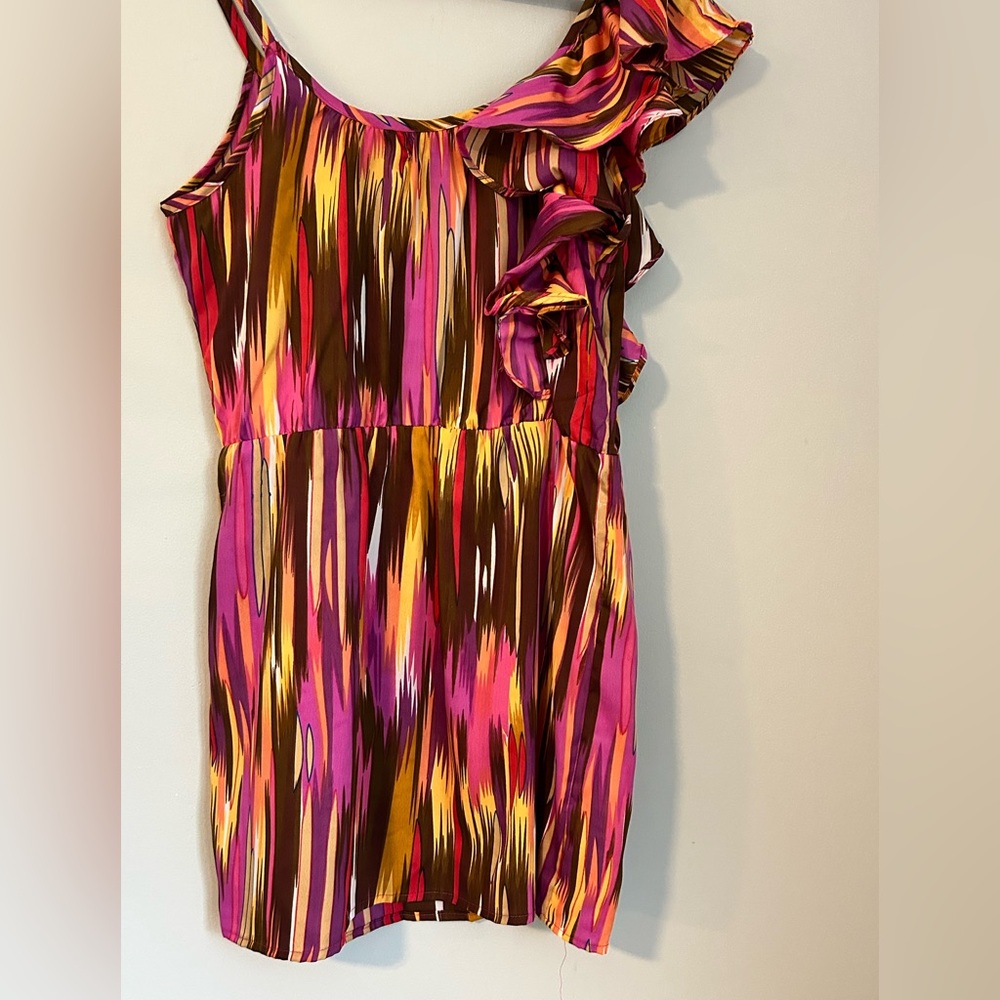 Envy Me One-Shoulder Ruffle Multicolor Dress – Size L - Picture 7 of 7